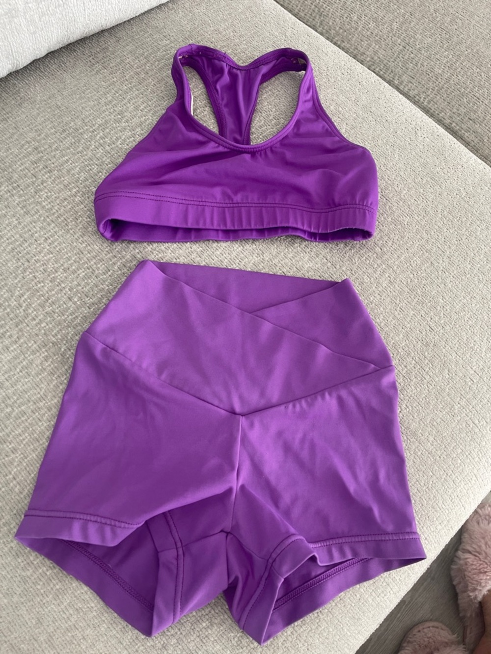 Weissman Purple Girls Sports Bra and High Waist Shorts Matching Set